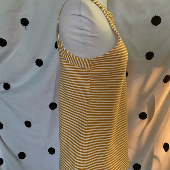 Anthropologie Deletta Golden Yellow White Striped Racerback Halter Tank Small - Picture 9 of 9